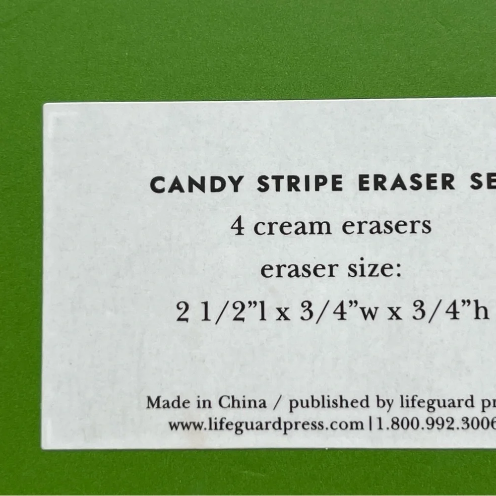 NEW Kate Spade Candy Stripe Eraser Set of Four Cream Erasers NWT - Picture 2 of 2